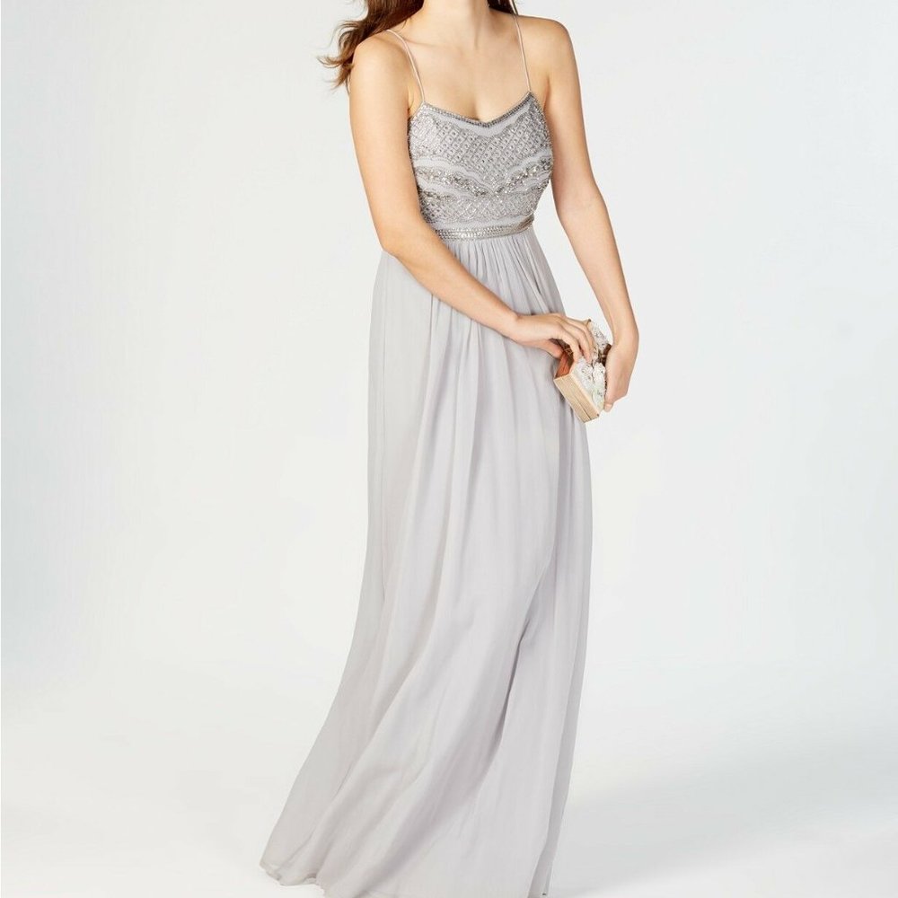 Adrianna Papell Women'S Silver Sleeveless Gown